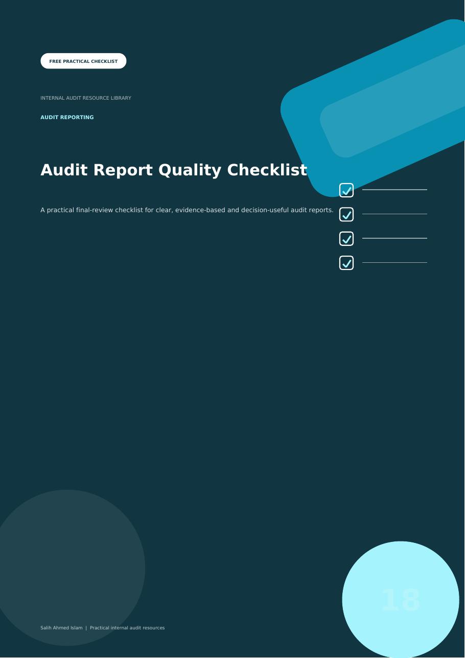 Audit Report Quality Checklist free PDF cover