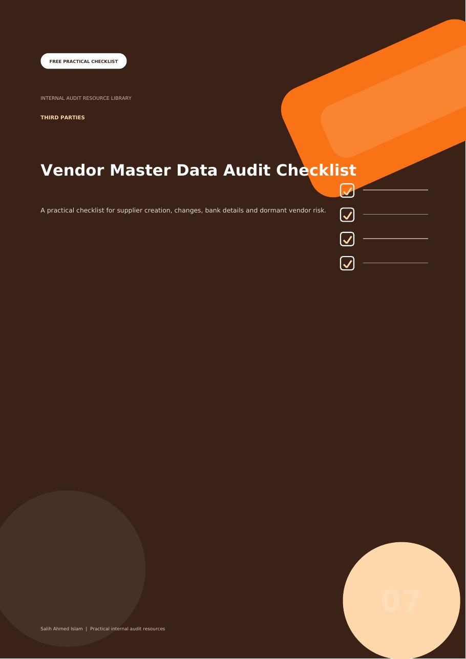 Vendor Master Data Audit Checklist free PDF cover