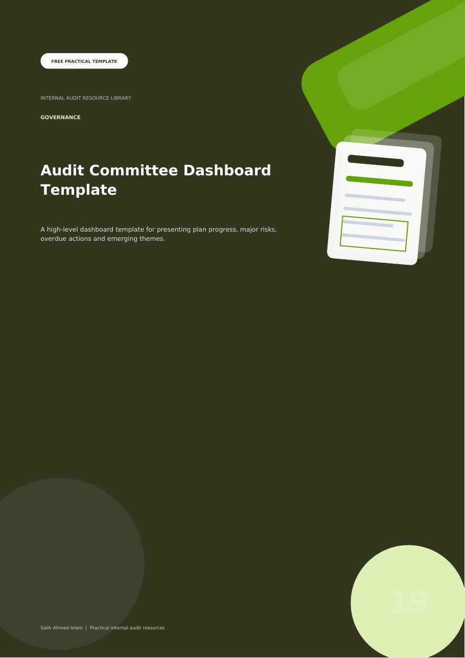 Audit Committee Dashboard Template free PDF cover