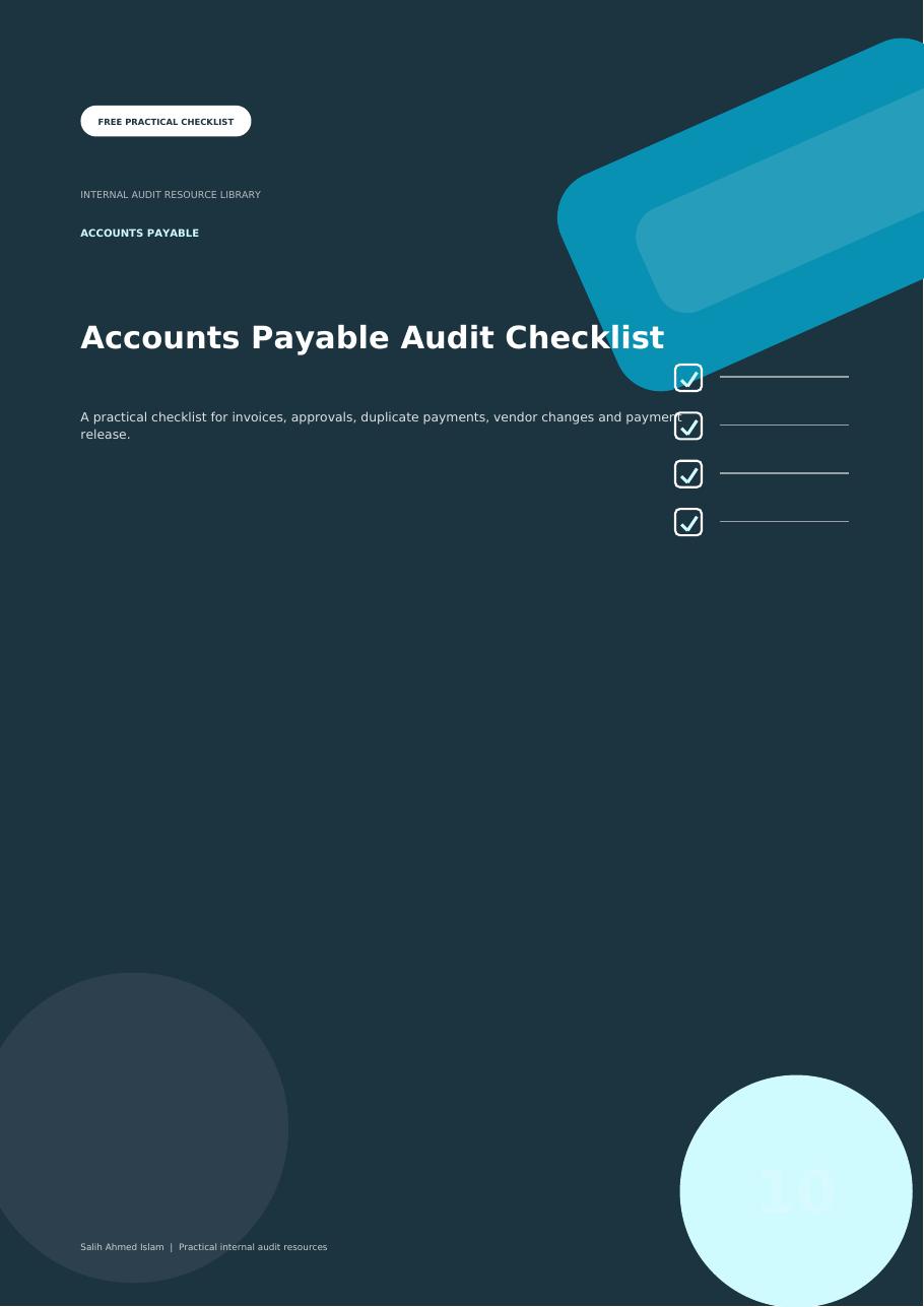 Accounts Payable Audit Checklist free PDF cover